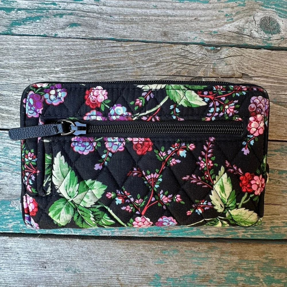 Vera Bradley Turn Lock Wallet 7.5 Inch Winter Berry Multicolor Zip Quilted Boho